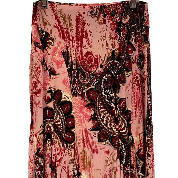 Bisou Bisou Michele Bohbot Paisley Print Hi-Low Godet Skirt XS Elastic Waist - Picture 2 of 5